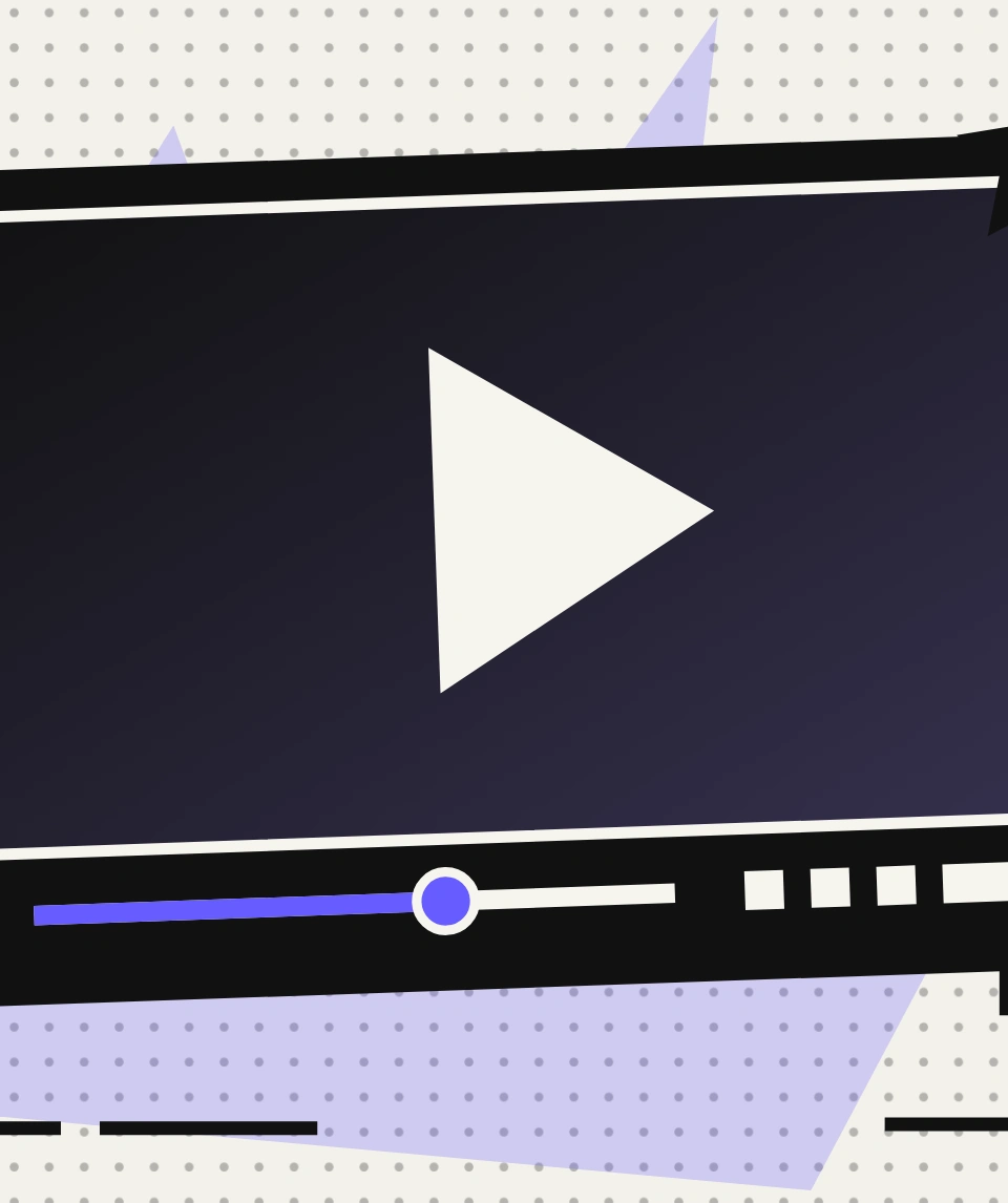 Stylized AI video player artwork